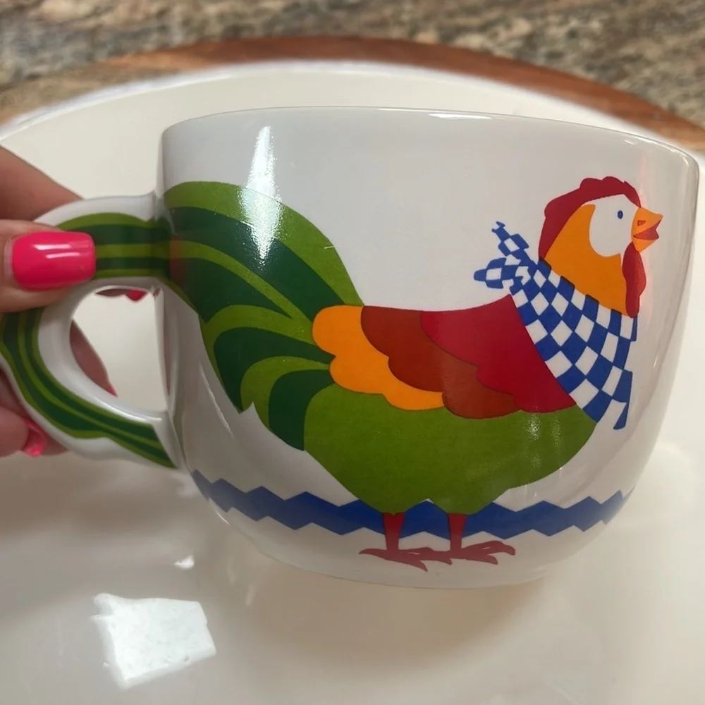 FTD vintage ROOSTER chicken soup mug / bowl ‘especially for you’ Jumbo cup 90s